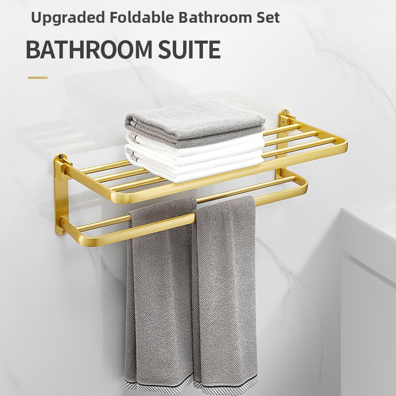 Držač za ručnike za kupaonicu, aluminij, elektroforetska završna obrada, moderan minimalistički dizajn, šesterodijelni set