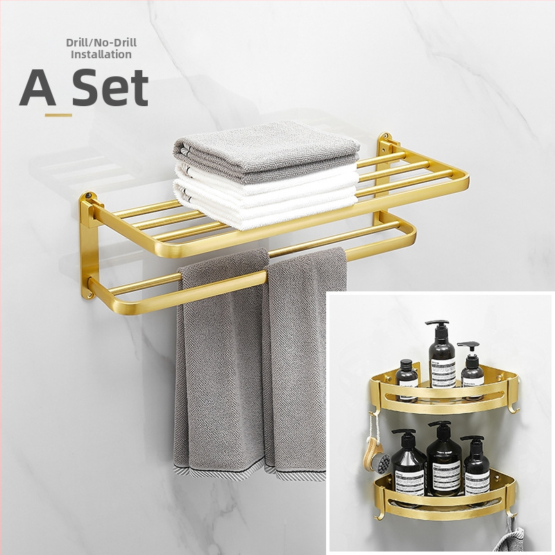 Držač za ručnike za kupaonicu, aluminij, elektroforetska završna obrada, moderan minimalistički dizajn, šesterodijelni set