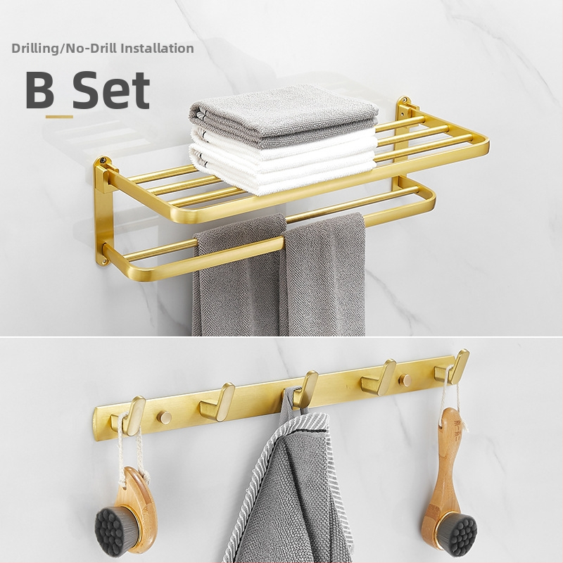 Držač za ručnike za kupaonicu, aluminij, elektroforetska završna obrada, moderan minimalistički dizajn, šesterodijelni set