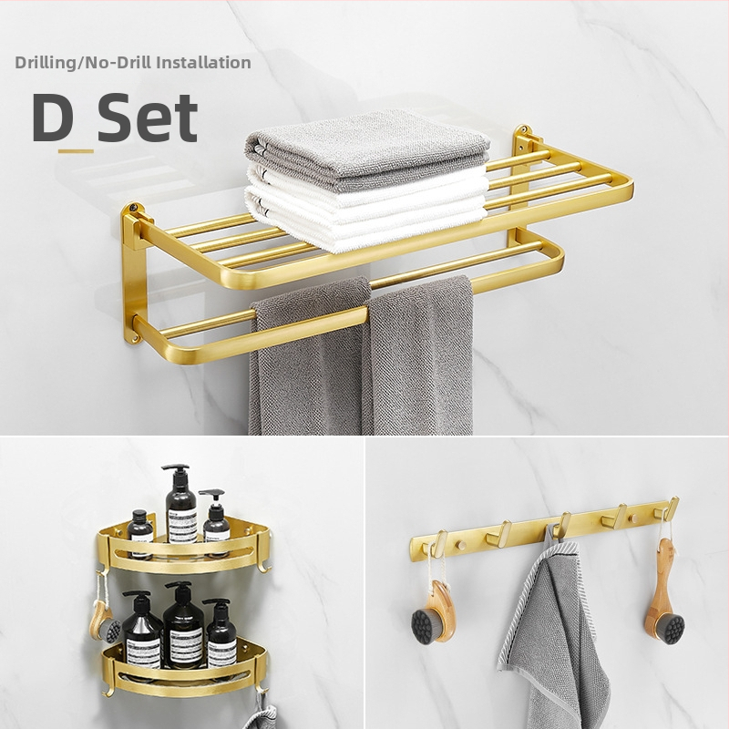 Držač za ručnike za kupaonicu, aluminij, elektroforetska završna obrada, moderan minimalistički dizajn, šesterodijelni set