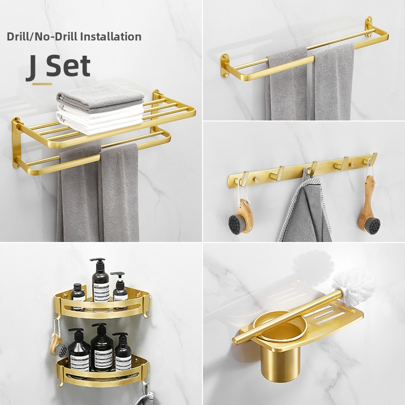 Držač za ručnike za kupaonicu, aluminij, elektroforetska završna obrada, moderan minimalistički dizajn, šesterodijelni set