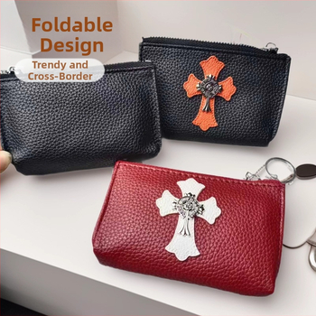 Port card din PU cu fermoar și mini portofel pentru monede, multifuncțional, unisex, stil urban minimalist