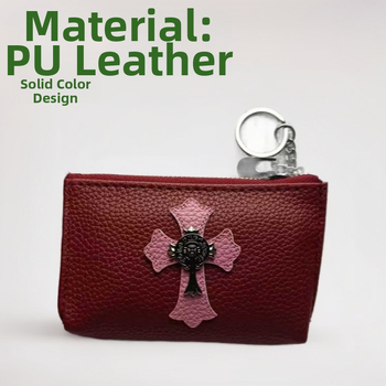 Port card din PU cu fermoar și mini portofel pentru monede, multifuncțional, unisex, stil urban minimalist