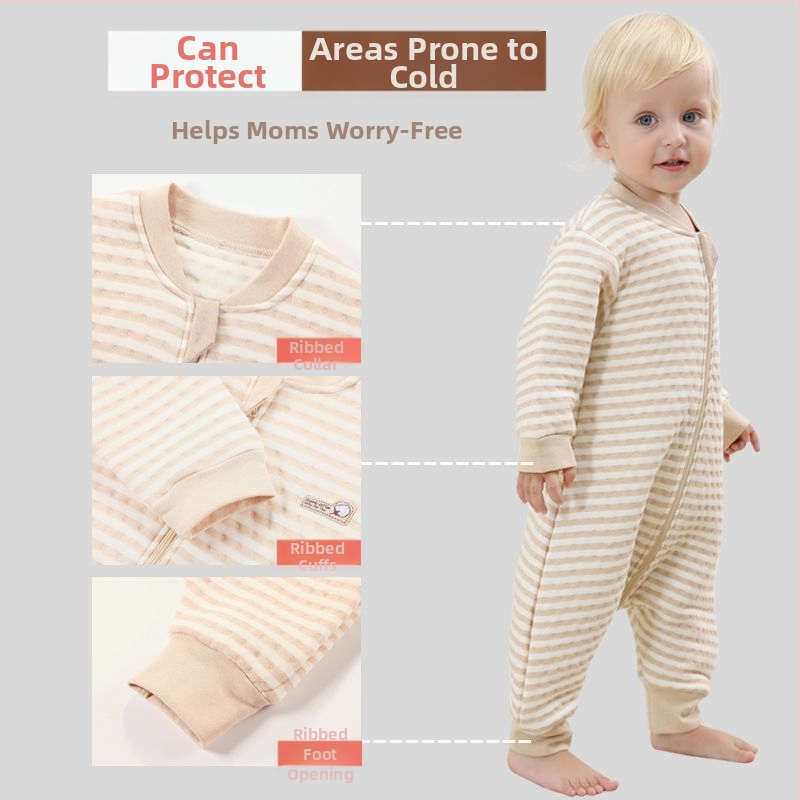 Pijamă dintr-o bucată pentru copii, cu căptușeală din bumbac, stil sac de dormit, pentru primăvară și toamnă