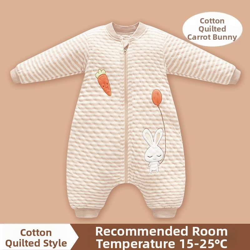 Pijamă dintr-o bucată pentru copii, cu căptușeală din bumbac, stil sac de dormit, pentru primăvară și toamnă