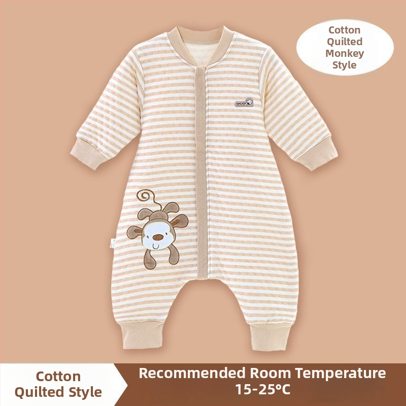 Pijamă dintr-o bucată pentru copii, cu căptușeală din bumbac, stil sac de dormit, pentru primăvară și toamnă