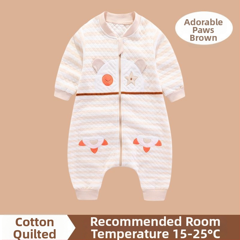 Pijamă dintr-o bucată pentru copii, cu căptușeală din bumbac, stil sac de dormit, pentru primăvară și toamnă