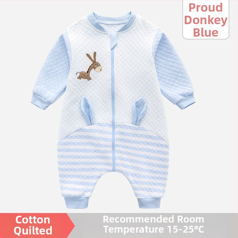 Pijamă dintr-o bucată pentru copii, cu căptușeală din bumbac, stil sac de dormit, pentru primăvară și toamnă