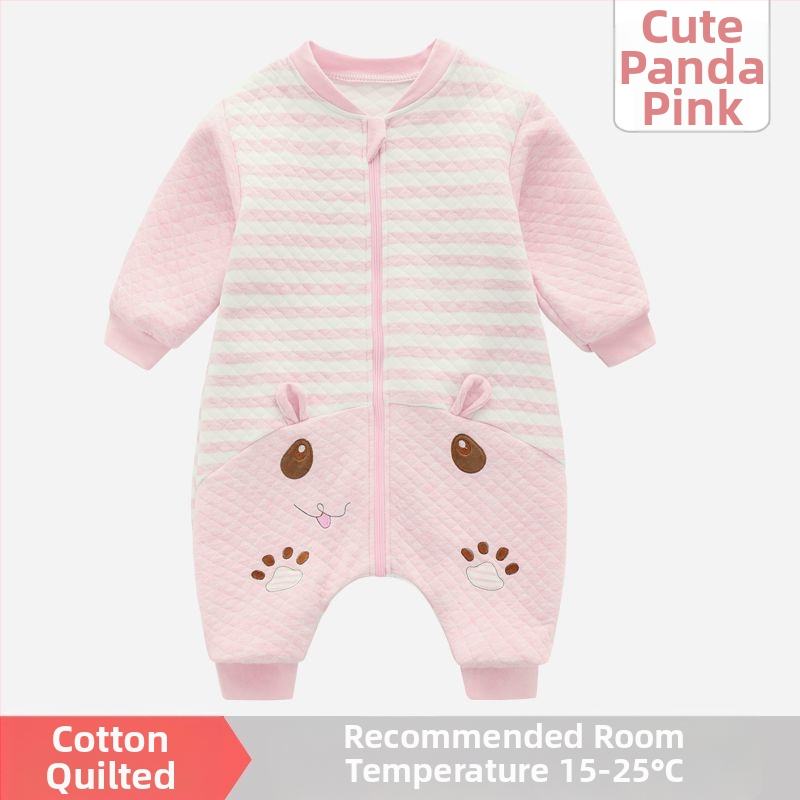 Pijamă dintr-o bucată pentru copii, cu căptușeală din bumbac, stil sac de dormit, pentru primăvară și toamnă