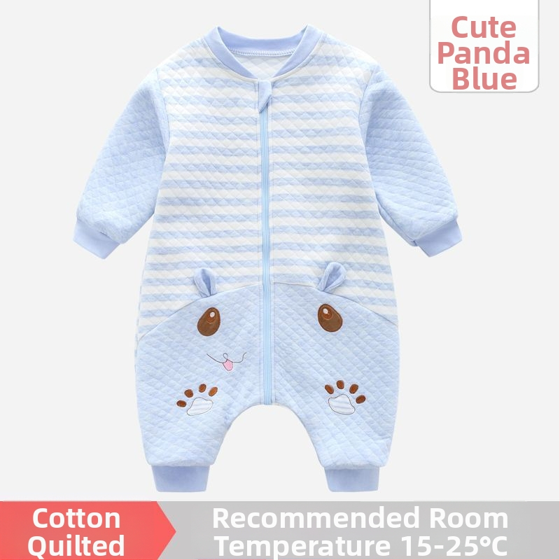 Pijamă dintr-o bucată pentru copii, cu căptușeală din bumbac, stil sac de dormit, pentru primăvară și toamnă