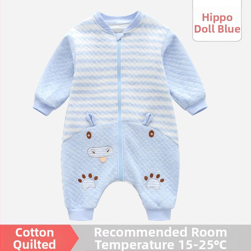 Pijamă dintr-o bucată pentru copii, cu căptușeală din bumbac, stil sac de dormit, pentru primăvară și toamnă