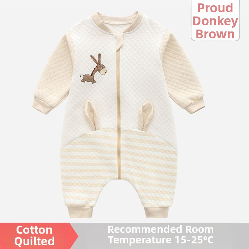 Pijamă dintr-o bucată pentru copii, cu căptușeală din bumbac, stil sac de dormit, pentru primăvară și toamnă