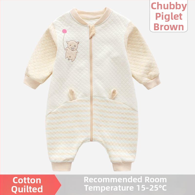 Pijamă dintr-o bucată pentru copii, cu căptușeală din bumbac, stil sac de dormit, pentru primăvară și toamnă