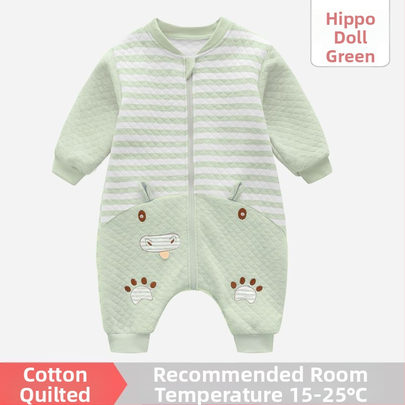 Pijamă dintr-o bucată pentru copii, cu căptușeală din bumbac, stil sac de dormit, pentru primăvară și toamnă