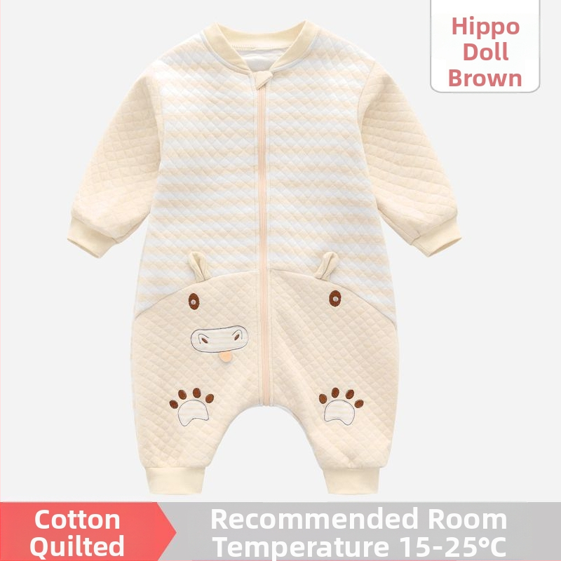 Pijamă dintr-o bucată pentru copii, cu căptușeală din bumbac, stil sac de dormit, pentru primăvară și toamnă