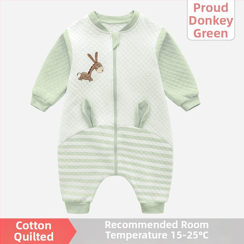 Pijamă dintr-o bucată pentru copii, cu căptușeală din bumbac, stil sac de dormit, pentru primăvară și toamnă