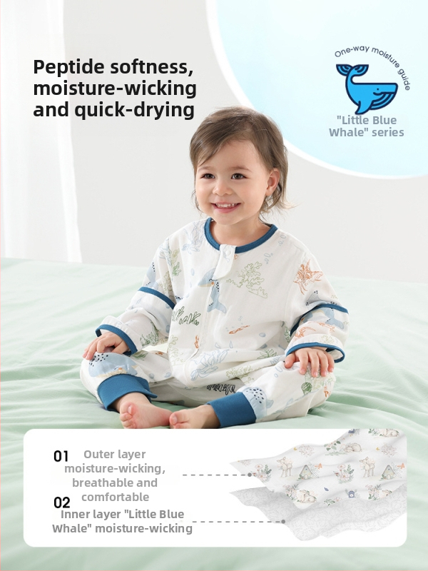 Бебешки спален чувал от бамбукови влакна, с подплата от памук, разделени крака, сваляеми ръкави, за всички сезони