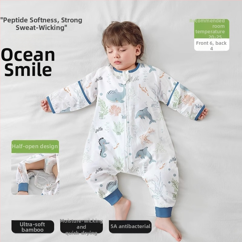 Υπνόσακος για μωρά από ίνες μπαμπού, με επένδυση από βαμβάκι, σχέδιο με ξεχωριστά πόδια, αποσπώμενα μανίκια, για όλες τις εποχές