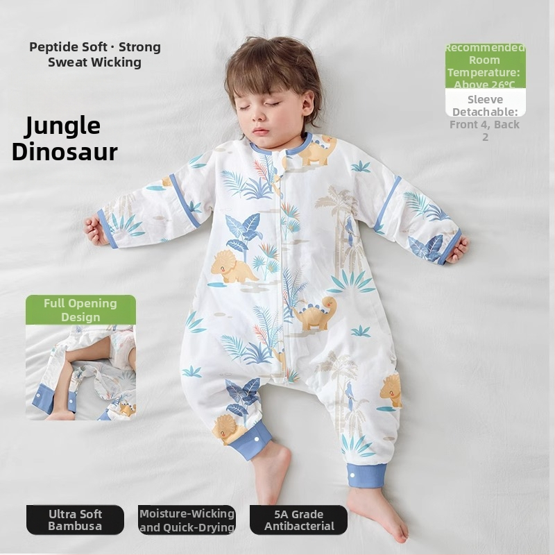 Υπνόσακος για μωρά από ίνες μπαμπού, με επένδυση από βαμβάκι, σχέδιο με ξεχωριστά πόδια, αποσπώμενα μανίκια, για όλες τις εποχές