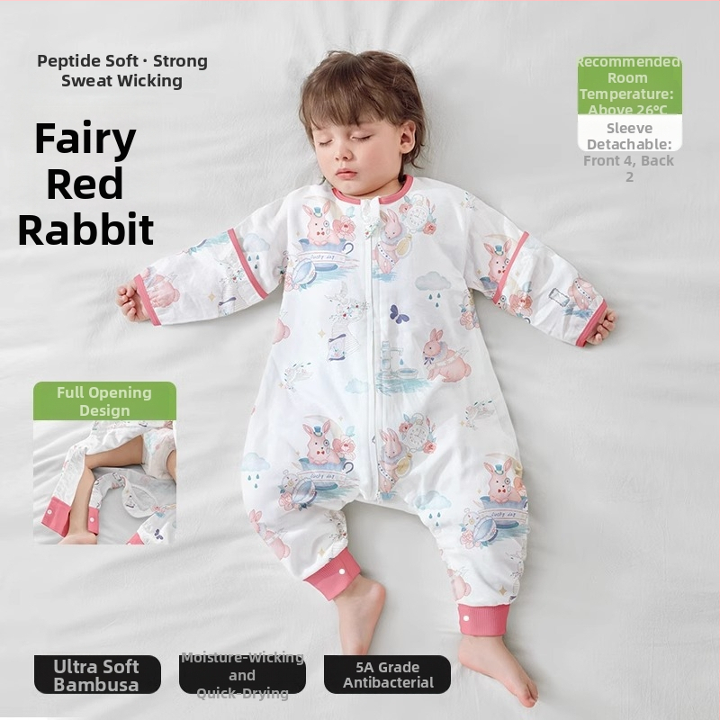 Υπνόσακος για μωρά από ίνες μπαμπού, με επένδυση από βαμβάκι, σχέδιο με ξεχωριστά πόδια, αποσπώμενα μανίκια, για όλες τις εποχές