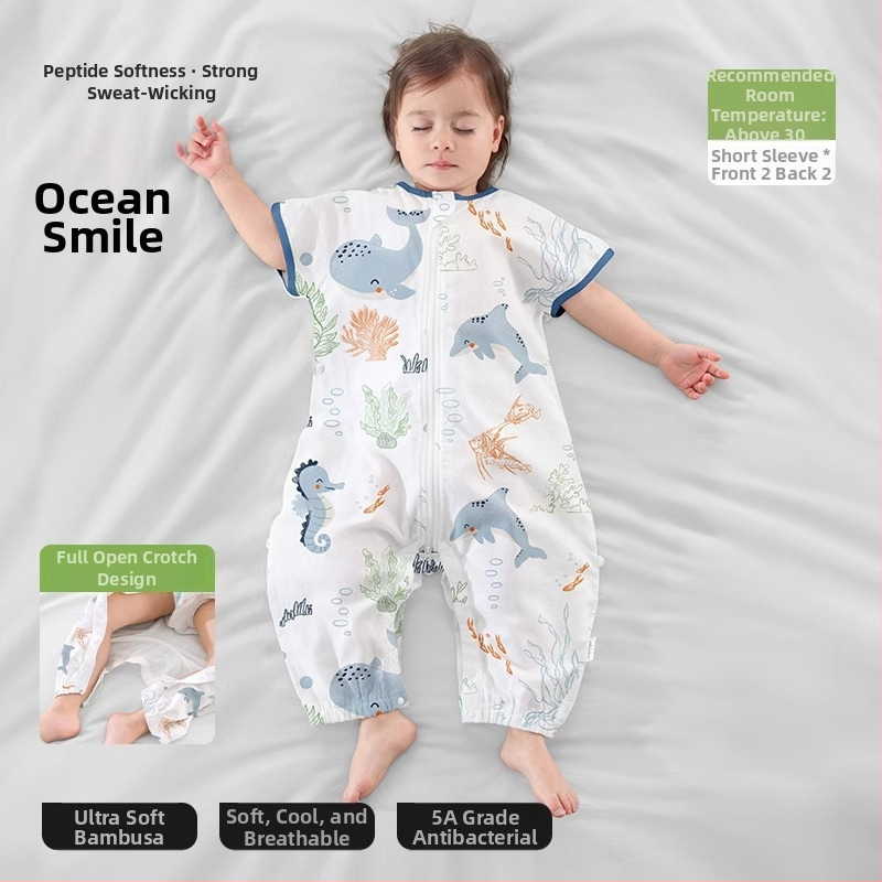 Υπνόσακος για μωρά από ίνες μπαμπού, με επένδυση από βαμβάκι, σχέδιο με ξεχωριστά πόδια, αποσπώμενα μανίκια, για όλες τις εποχές