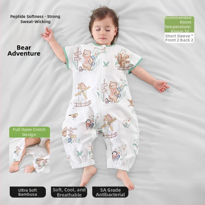 Υπνόσακος για μωρά από ίνες μπαμπού, με επένδυση από βαμβάκι, σχέδιο με ξεχωριστά πόδια, αποσπώμενα μανίκια, για όλες τις εποχές