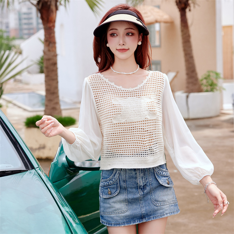 Etnoštýlové tričko s vyšitím, bavlna 80–90%, krátka dĺžka, V výstrih, lampové rukávy, pulóver