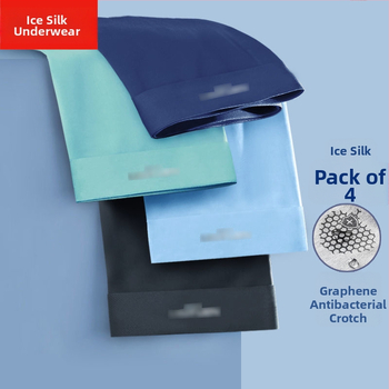 Férfi jégselyem grafén antibakteriális, gyorsan száradó és lélegző boxeralsónadrág, kötött poliészter anyag, középmagas derekú