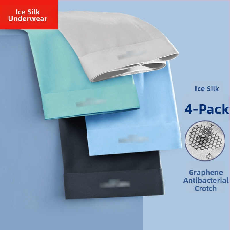 Férfi jégselyem grafén antibakteriális, gyorsan száradó és lélegző boxeralsónadrág, kötött poliészter anyag, középmagas derekú