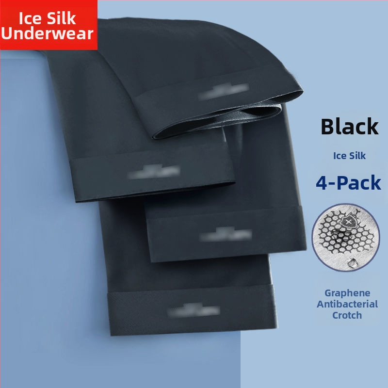 Férfi jégselyem grafén antibakteriális, gyorsan száradó és lélegző boxeralsónadrág, kötött poliészter anyag, középmagas derekú