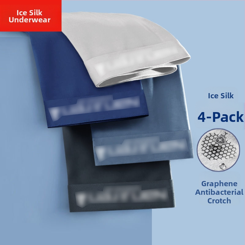 Férfi jégselyem grafén antibakteriális, gyorsan száradó és lélegző boxeralsónadrág, kötött poliészter anyag, középmagas derekú