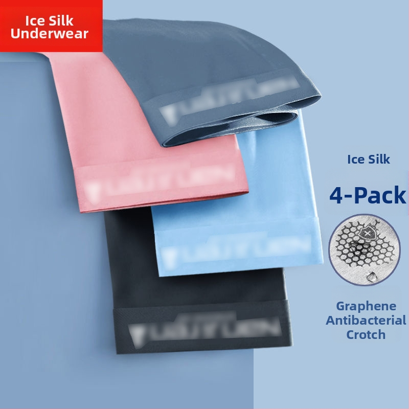 Férfi jégselyem grafén antibakteriális, gyorsan száradó és lélegző boxeralsónadrág, kötött poliészter anyag, középmagas derekú