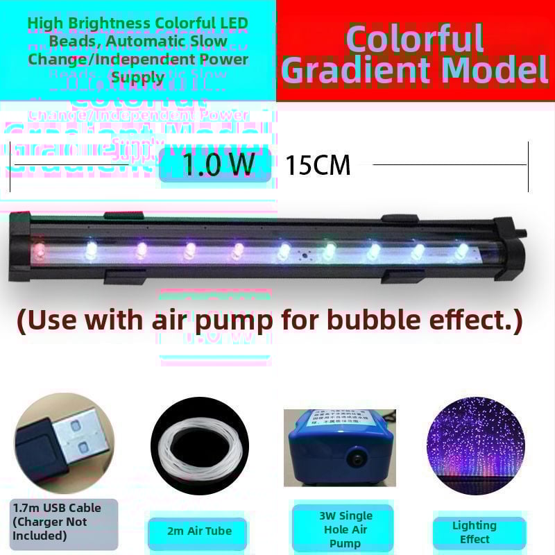 Λάμπα φυσαλίδων ενυδρείου με επταχρωμο φωτισμό, λωρίδα φυσαλίδων, αδιάβροχη, ισχύς 3W