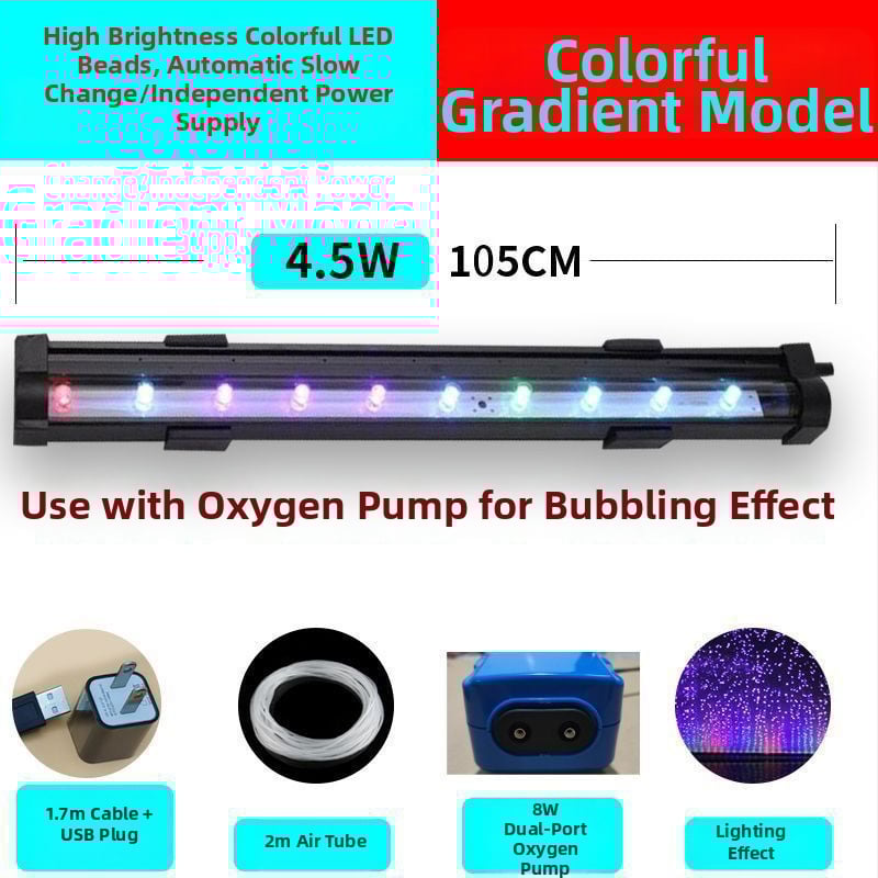 Λάμπα φυσαλίδων ενυδρείου με επταχρωμο φωτισμό, λωρίδα φυσαλίδων, αδιάβροχη, ισχύς 3W