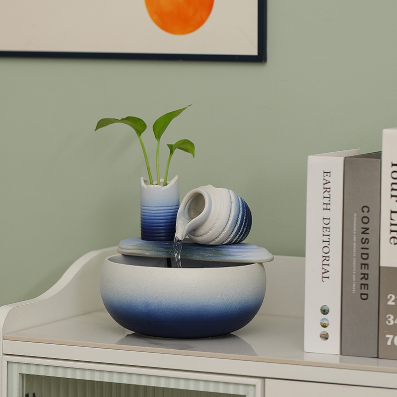 Kerámiából készült asztali vízfal dekoráció, új kínai stílus, nappalira és irodába, Feng Shui a jólét vonzásáért