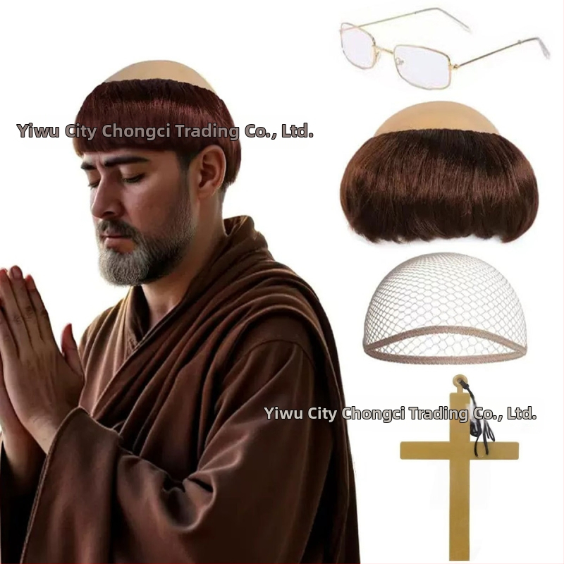 Parochňa mnícha pre cosplay, krátke vlasy, hodvábne vlákna, farbiteľná a trvalá