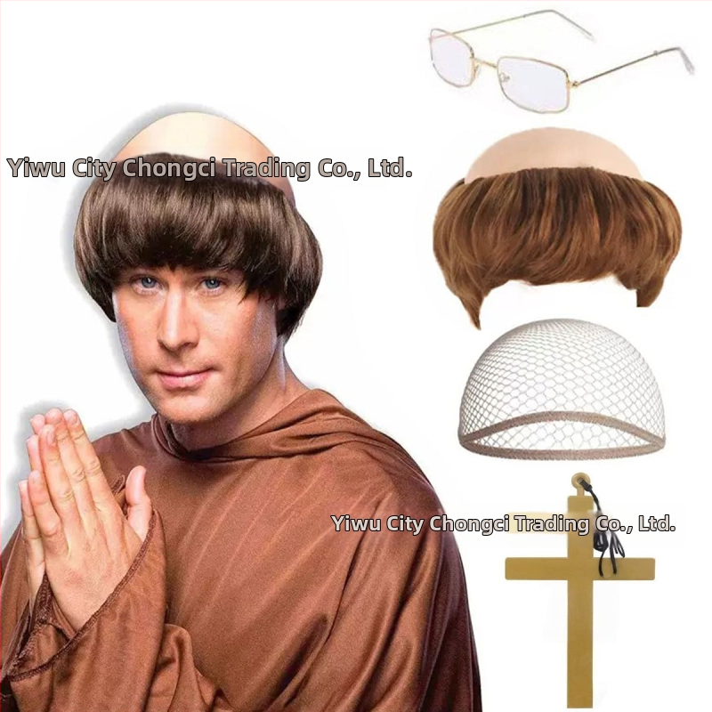 Parochňa mnícha pre cosplay, krátke vlasy, hodvábne vlákna, farbiteľná a trvalá