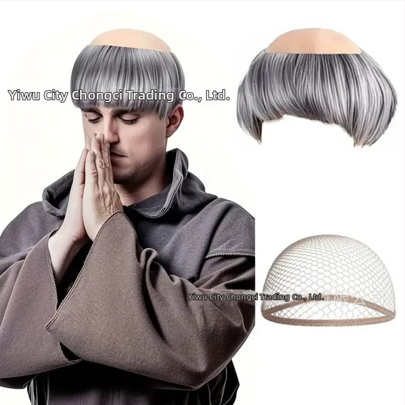 Monk paróka cosplay-hoz, rövid haj, selyemszálak, festhető és permálható