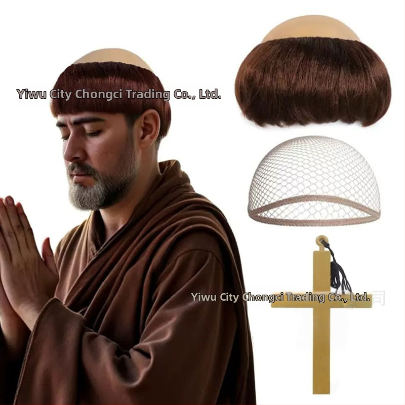 Monk paróka cosplay-hoz, rövid haj, selyemszálak, festhető és permálható