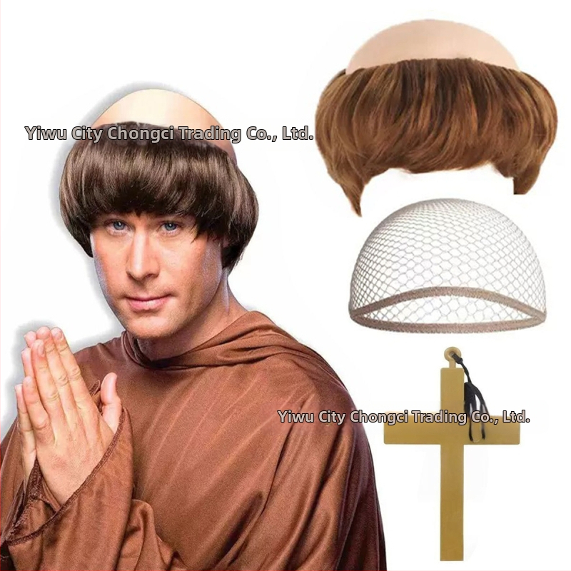 Monk paróka cosplay-hoz, rövid haj, selyemszálak, festhető és permálható