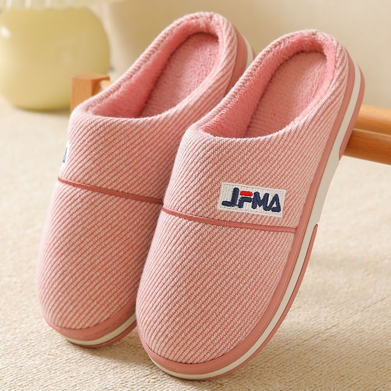 Домашни памучни пантофи за мъже и жени, зимно топли, антиплъзгащи, дебел под, с вълнена подплата