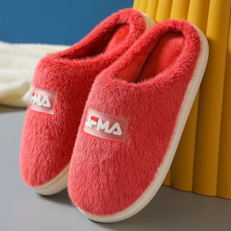 Домашни памучни пантофи за мъже и жени, зимно топли, антиплъзгащи, дебел под, с вълнена подплата