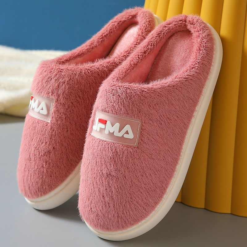 Домашни памучни пантофи за мъже и жени, зимно топли, антиплъзгащи, дебел под, с вълнена подплата