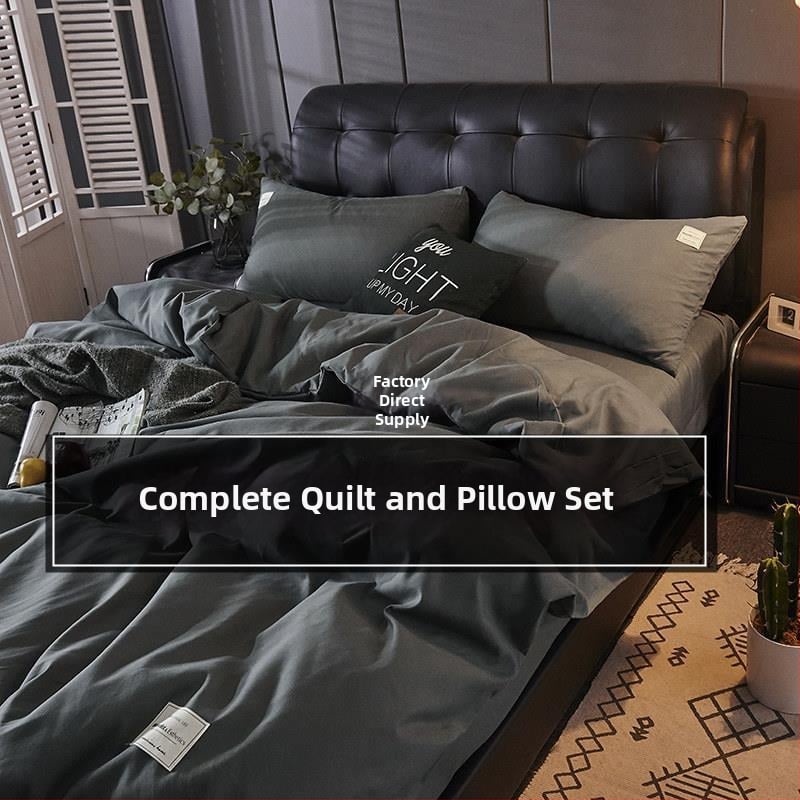 Set de pat 4 piese din fibră chimică, țesătură twill, imprimare și vopsire reactive, personalizare disponibilă