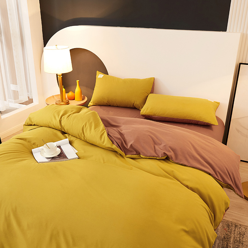 Set de pat 4 piese din fibră chimică, țesătură twill, imprimare și vopsire reactive, personalizare disponibilă