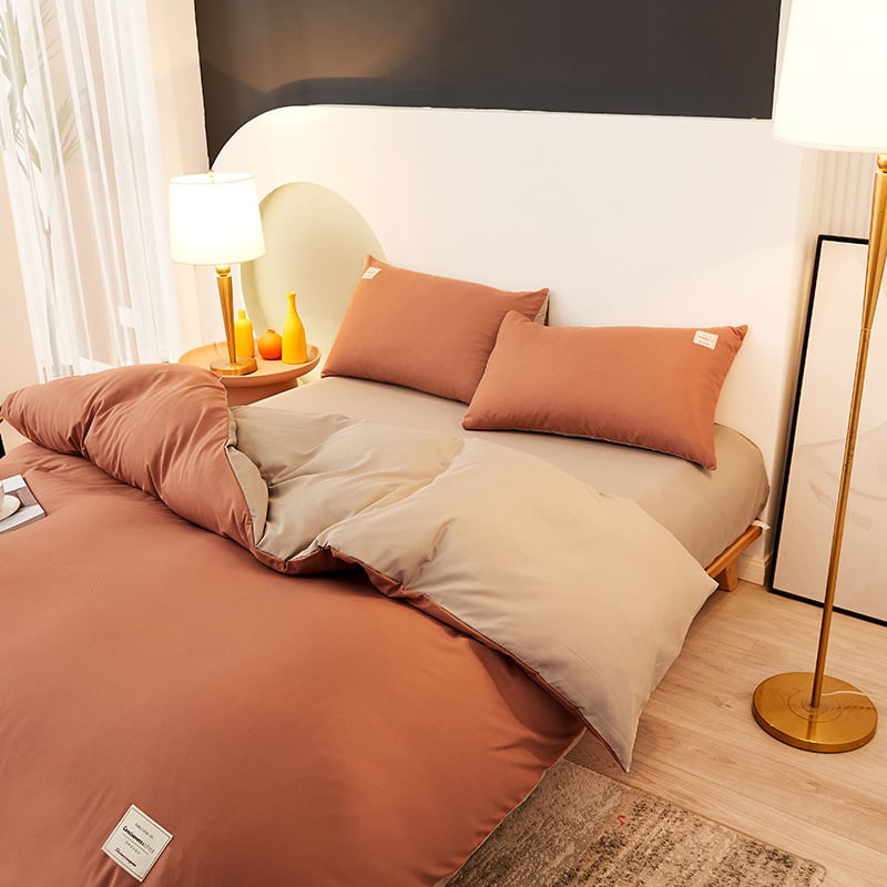 Set de pat 4 piese din fibră chimică, țesătură twill, imprimare și vopsire reactive, personalizare disponibilă