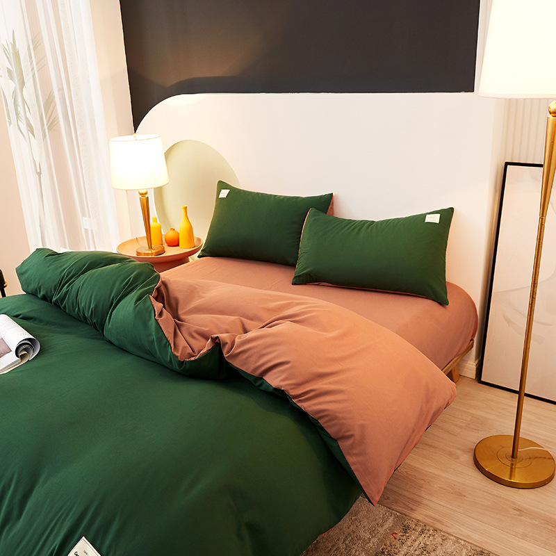 Set de pat 4 piese din fibră chimică, țesătură twill, imprimare și vopsire reactive, personalizare disponibilă