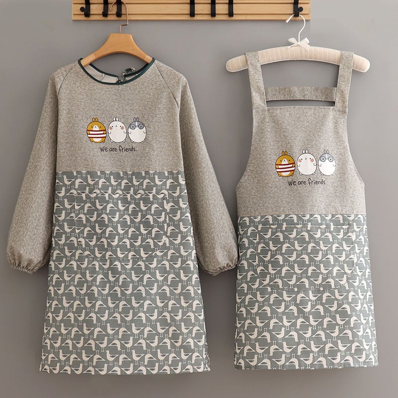 Престилка с дълги ръкави, канвас, корейски стил, защита от замърсяване, устойчивост на петна