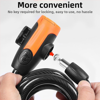 Jelszavas kerékpárzár, anti-lopás, acélkábel, univerzális, modell 985