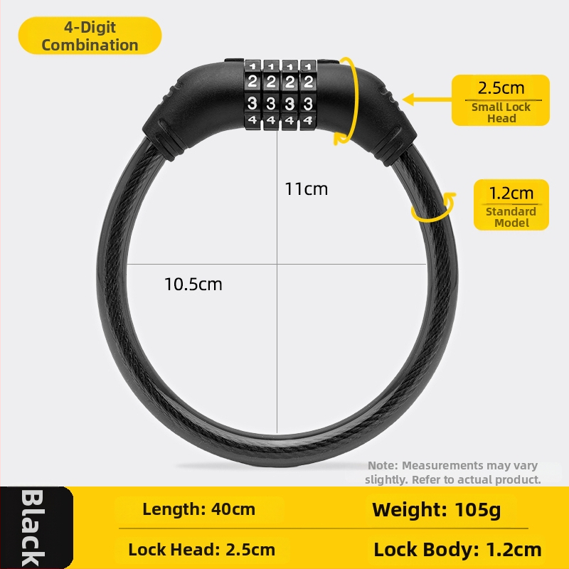 Jelszavas kerékpárzár, anti-lopás, acélkábel, univerzális, modell 985